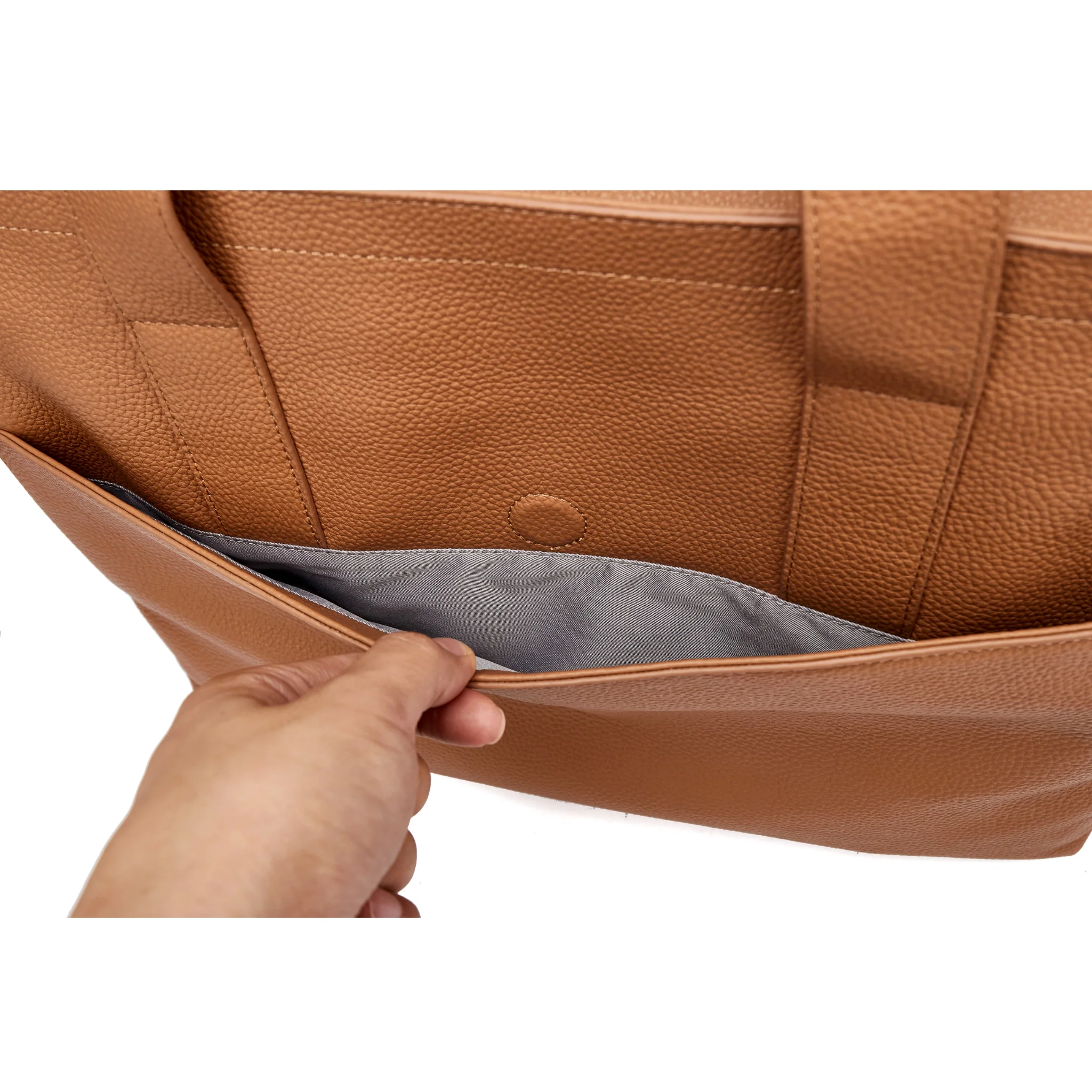 16" Slouchy Leather Laptop Tote | Large Capacity - Image 12