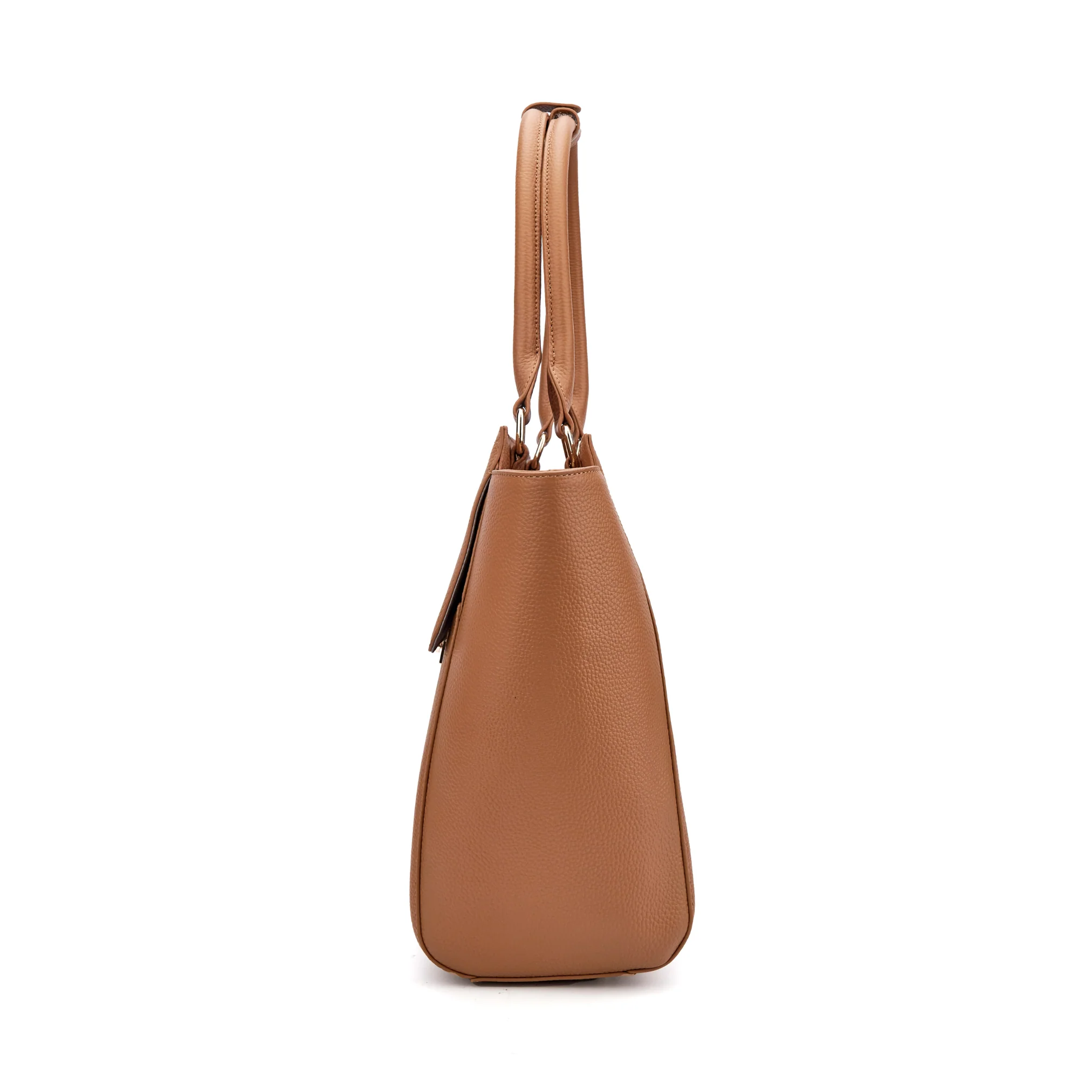 DANIELLE Designer Laptop Handbag | TAN LEATHER | CHAMPAGNE GOLD - Image 10