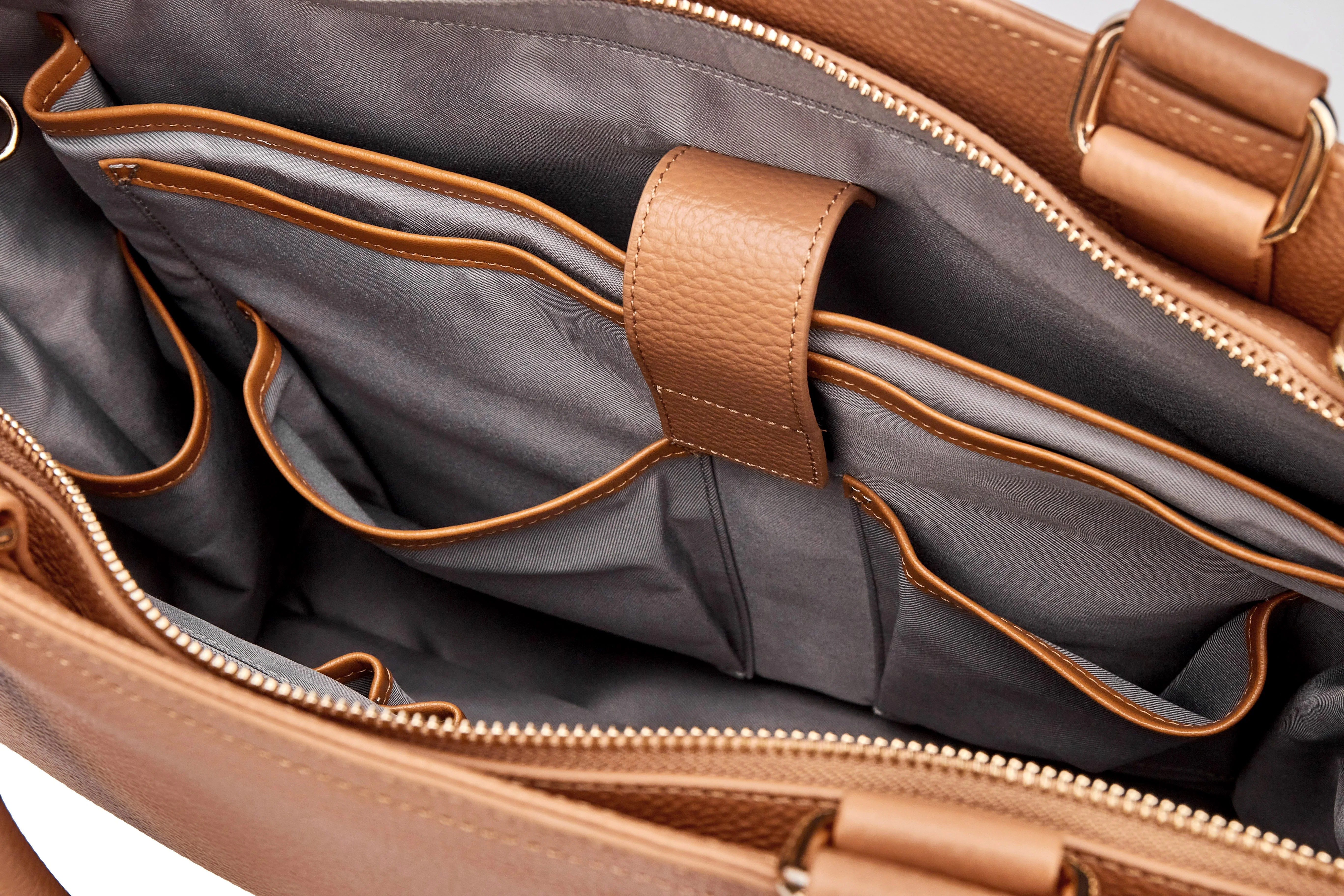 DANIELLE Designer Laptop Handbag | TAN LEATHER | CHAMPAGNE GOLD - Image 20